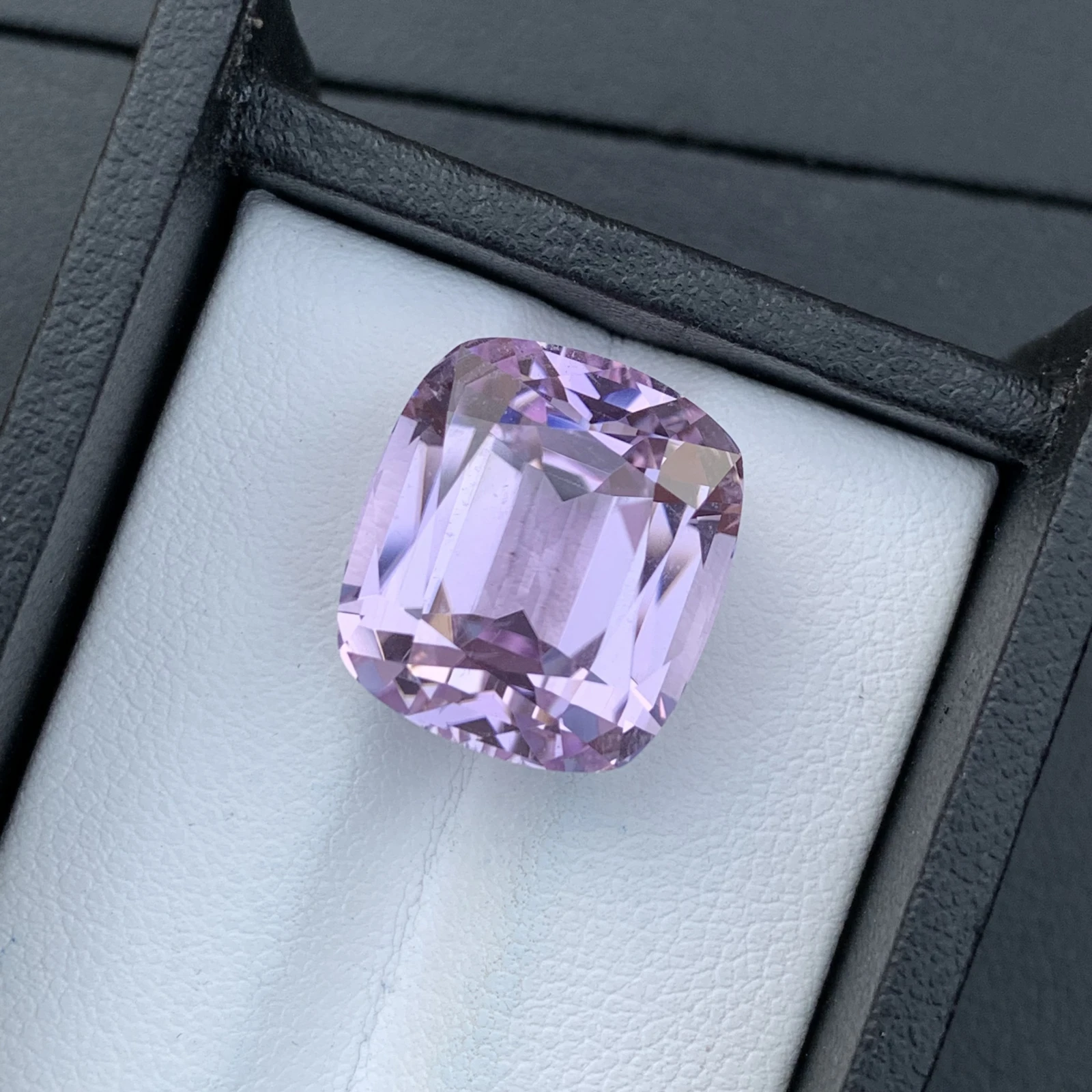 Natural Pink Kunzite 21.65 Carat Faceted Cushion Shape Loose Gemstone — view 1
